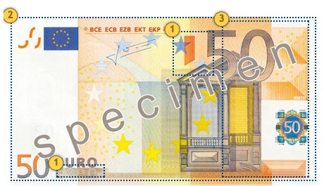 Papildomi apsaugos požymiai 50 eurų