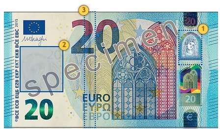 Naujas 20 eurų banknotas. Pažvelkite.